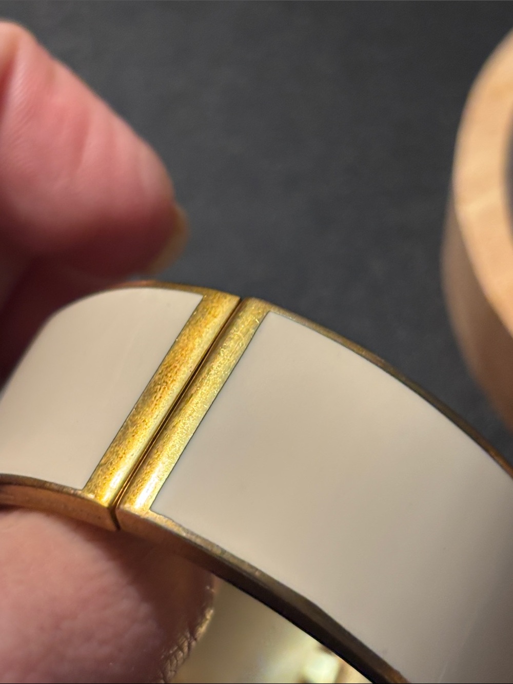 C. Wonder Gold Tone and Cream H-Accent Enamel Cuff Bracelet - Picture 12 of 17